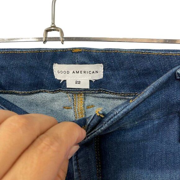 Good American Good Legs Straight Jeans Curve Plus Size 22 Blue Stretch Dark Wash - Picture 3 of 7